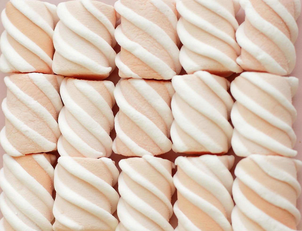 Pink marshmallow with white strips photo