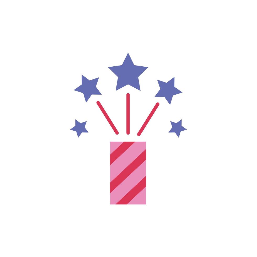 firework rocket with stars flat style icon vector