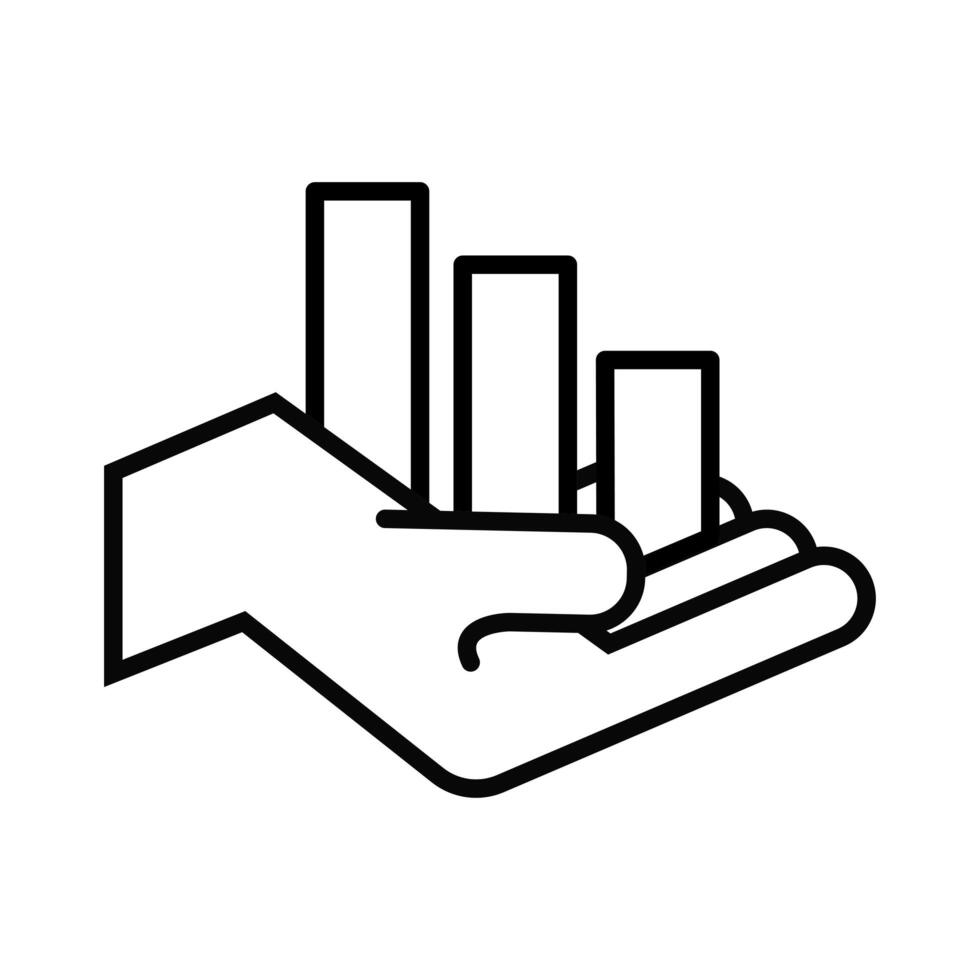 hand lifting statistics bars line style icon vector