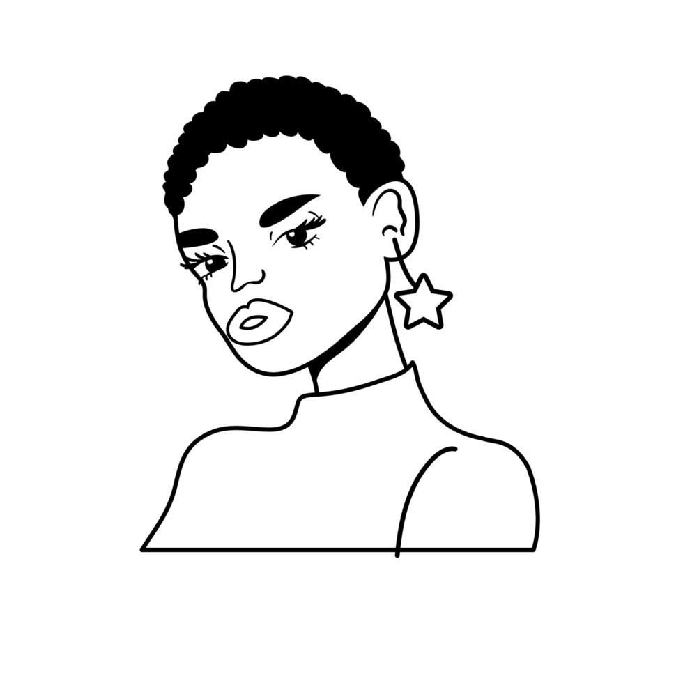 afro woman pop art style icon vector