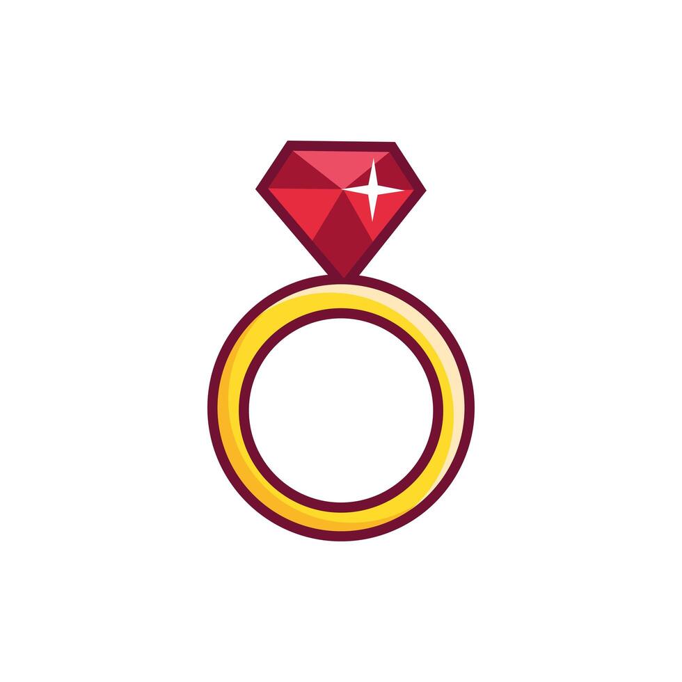 feliz día de san valentín línea de anillo y estilo de relleno vector