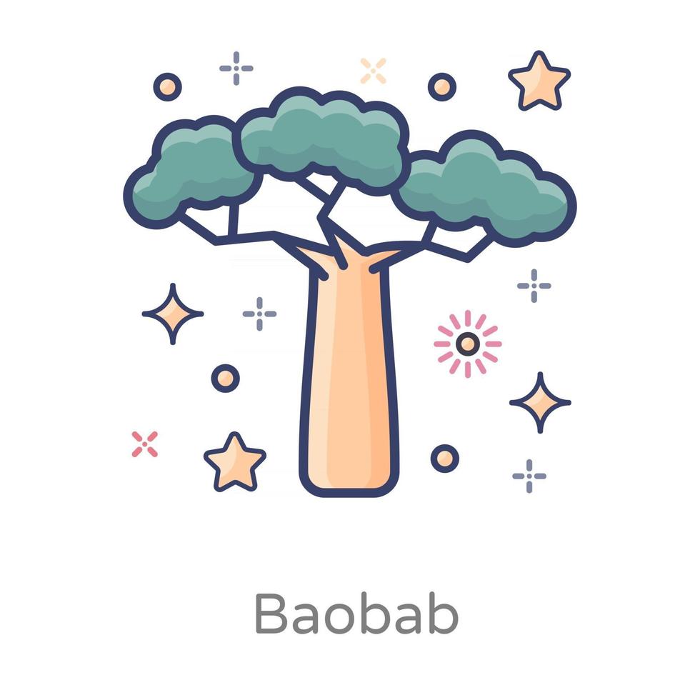 Baobab Tree superfood vector