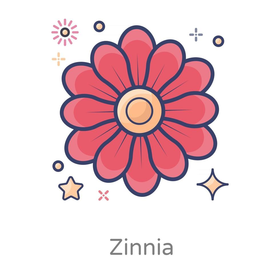 hermosa flor de zinnia vector