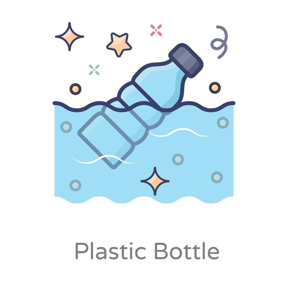 Plastic Bottle Floating in Water vector