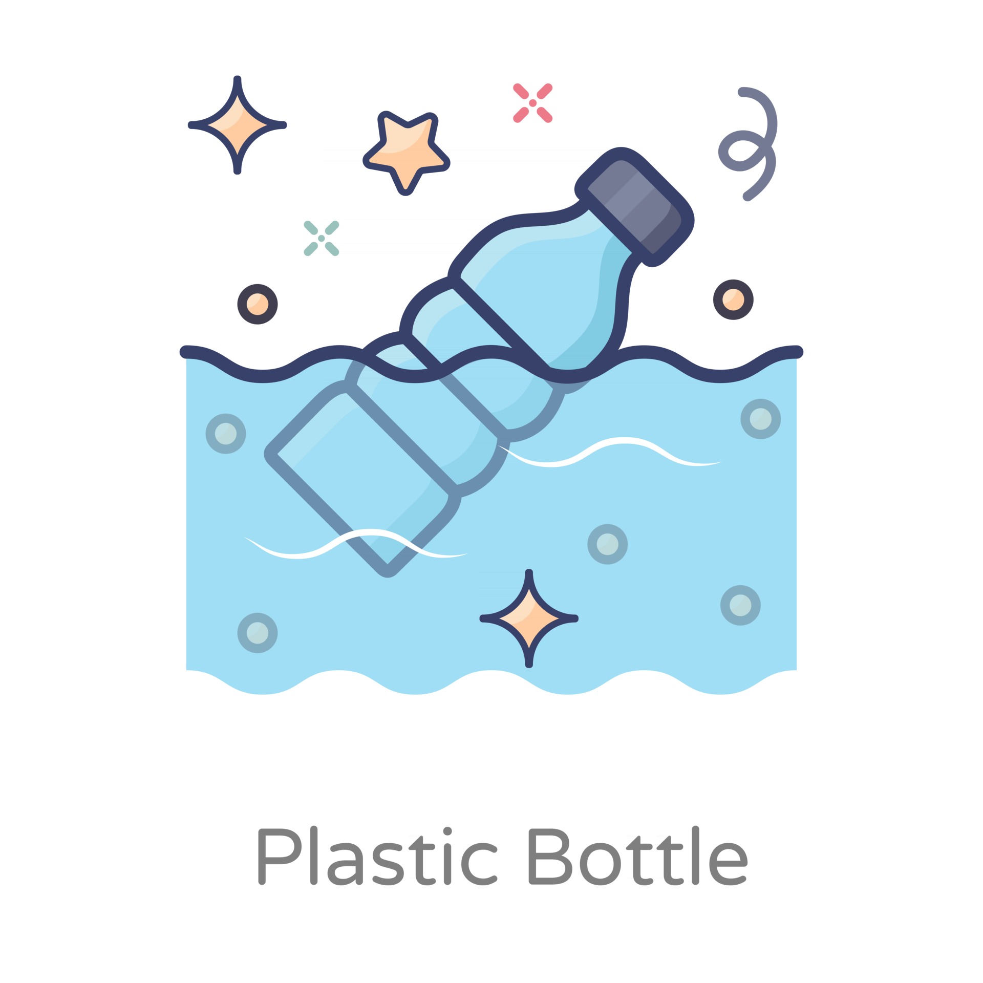 Plastic Bottle Floating in Water 2591254 Vector Art at Vecteezy