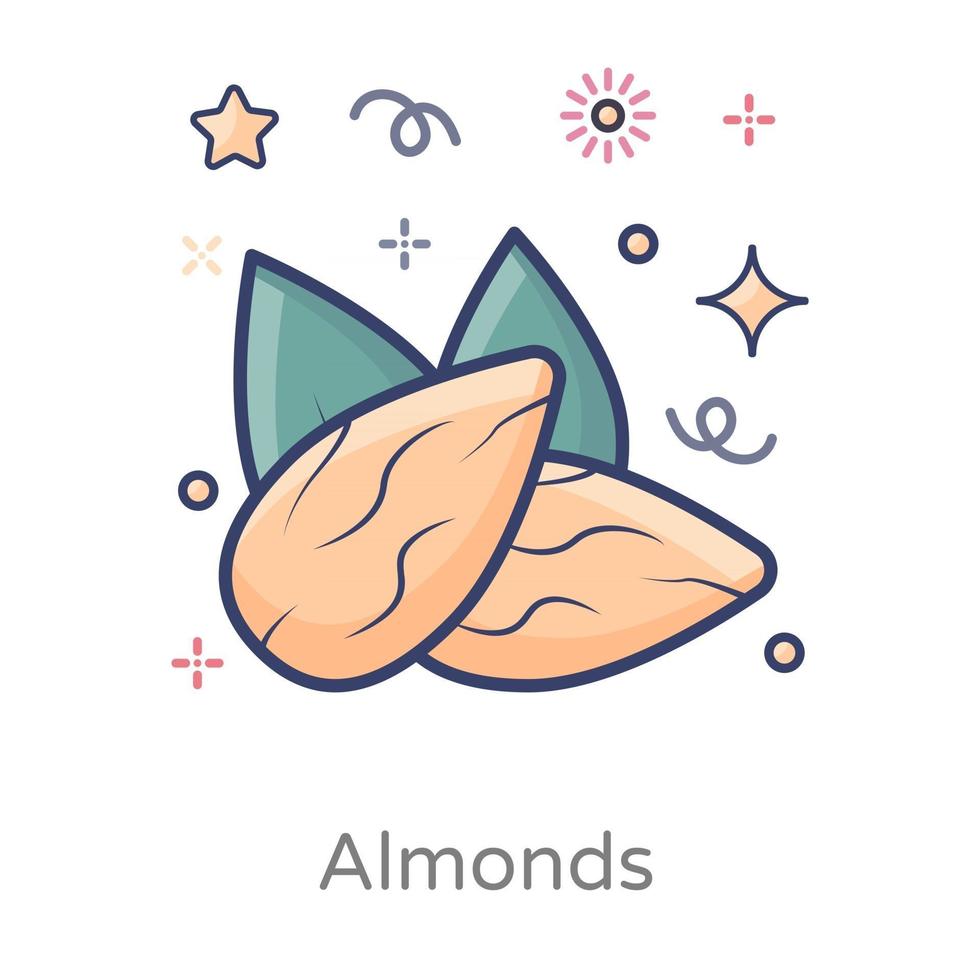 diseño de frutos secos de almendras vector