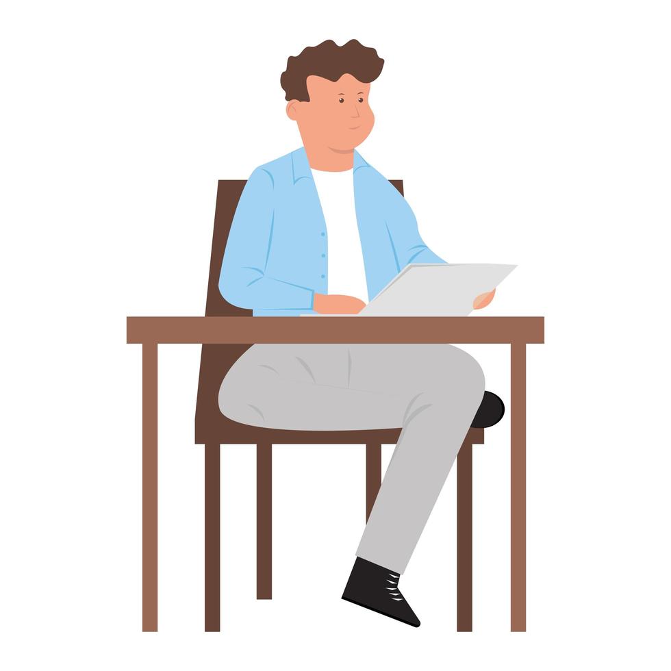 man working at desk vector