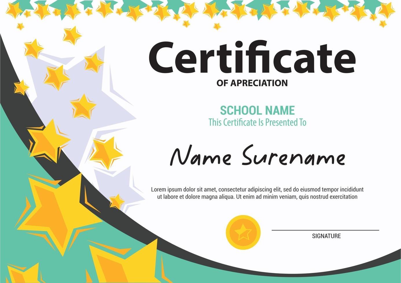 Multipurpose Professional Certificate Template Design kids and teen vector