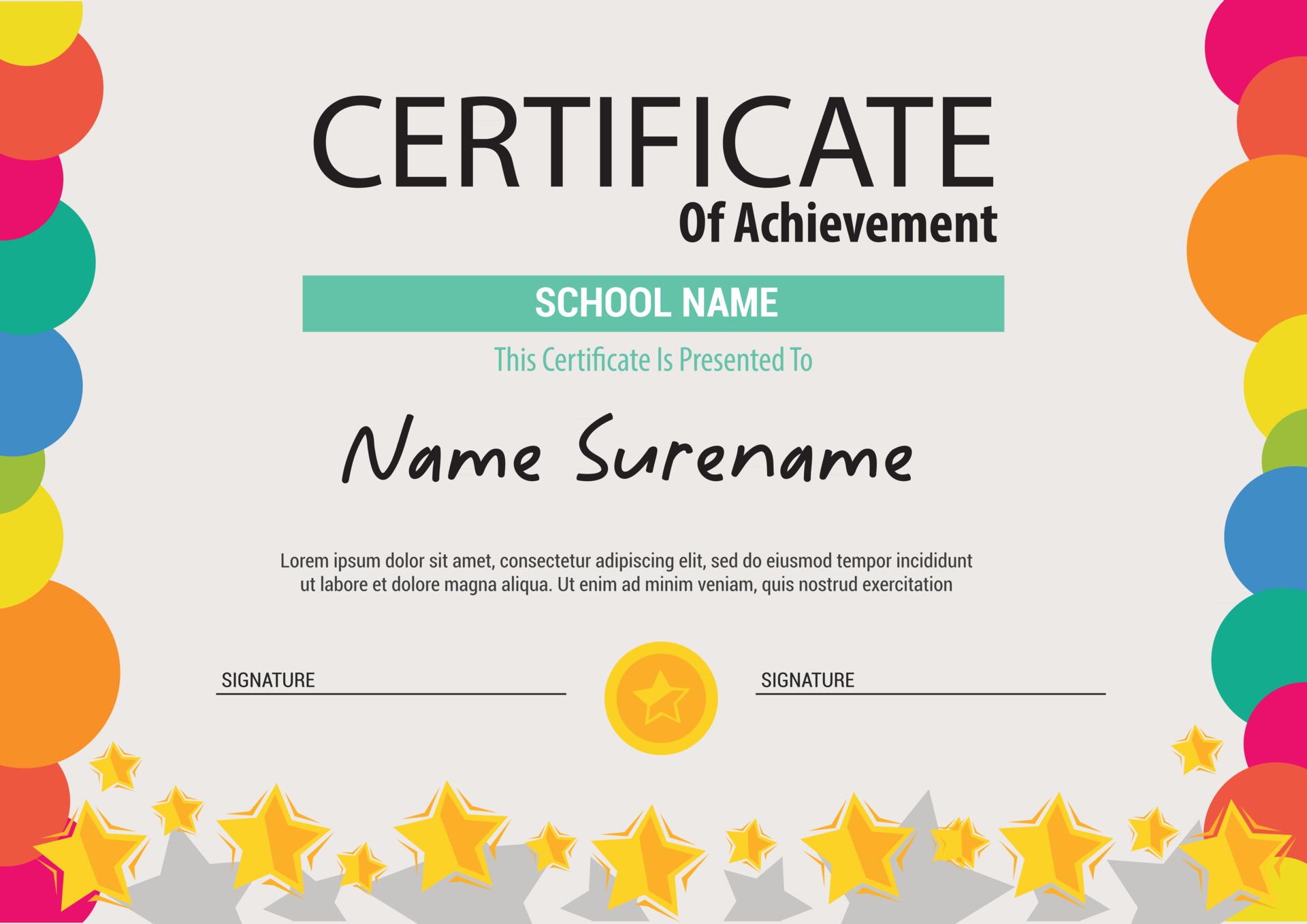 Multipurpose Professional Certificate Template Design kids colorfull Regarding Certificate Of Achievement Template For Kids