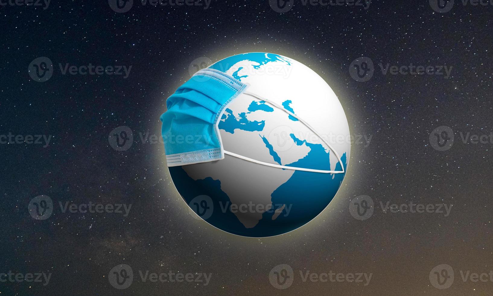 Concept of Earth globe with Mask, Save the Earth, During the epidemic covid-19 photo