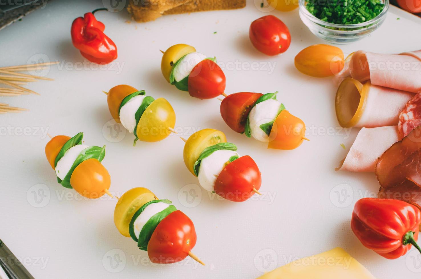Caprese salad on sticks photo