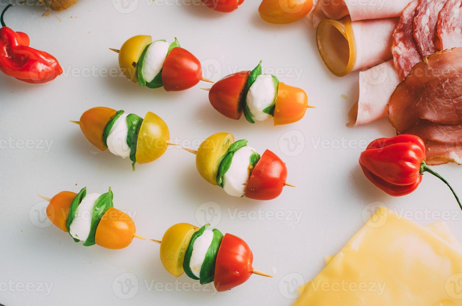 Caprese salad on sticks photo