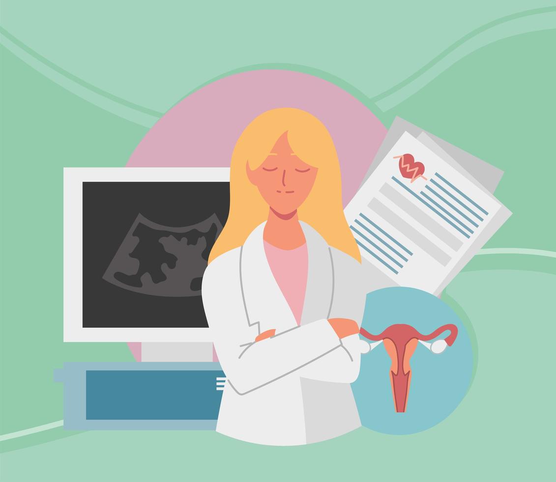 female gynecologist medical vector