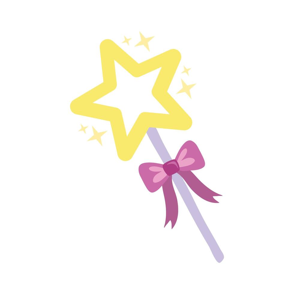 magic wand with star hand draw style icon vector