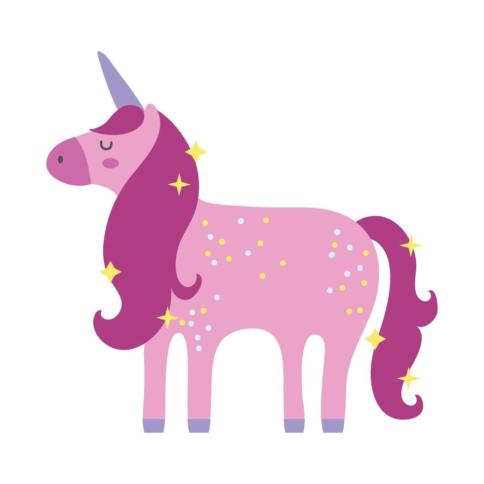cute unicorn with stars magic horse hand draw style icon vector