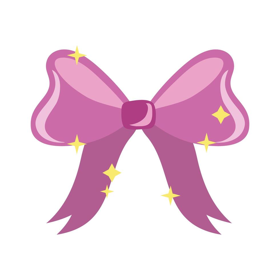 cute bow ribbon hand draw style icon vector