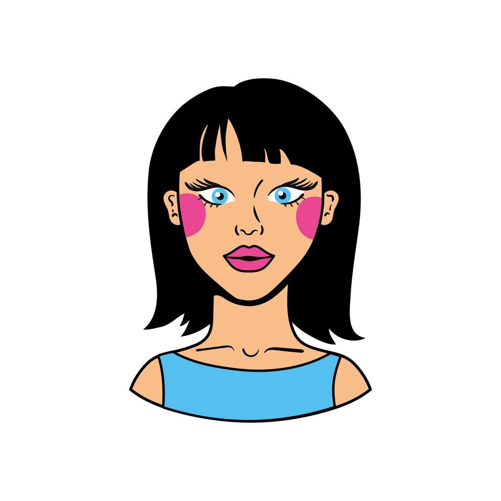 woman pop art style icon vector