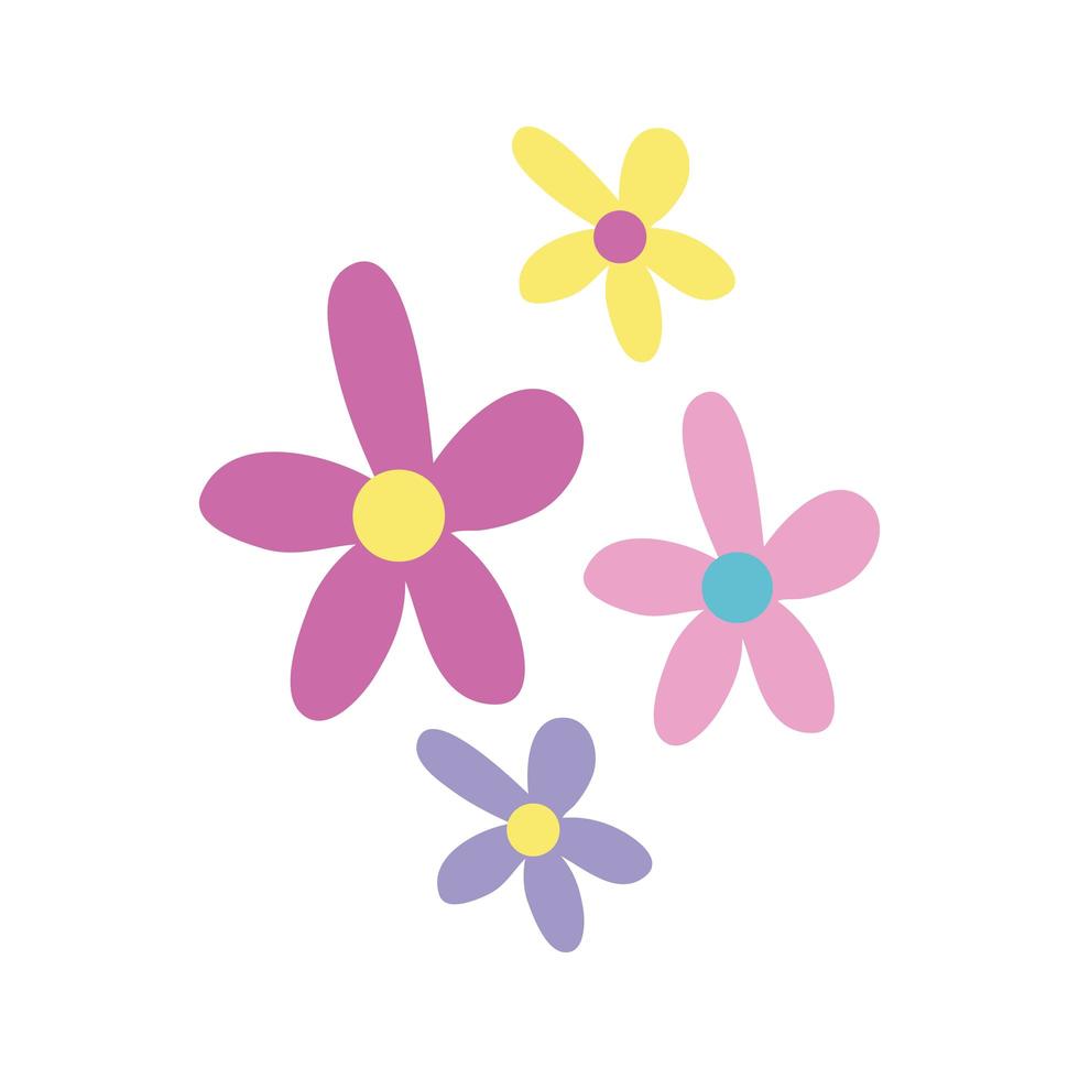 beautiful flowers garden hand draw style icon vector