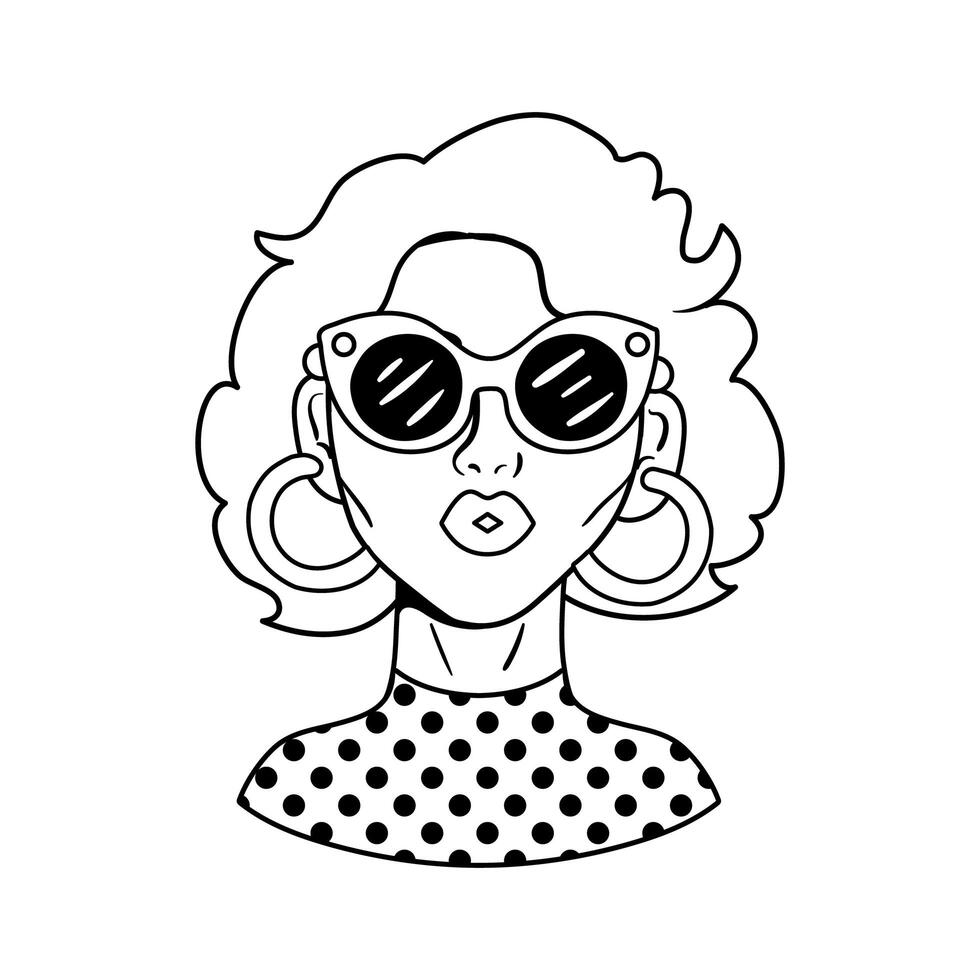 woman wearing sunglasses pop art style icon vector