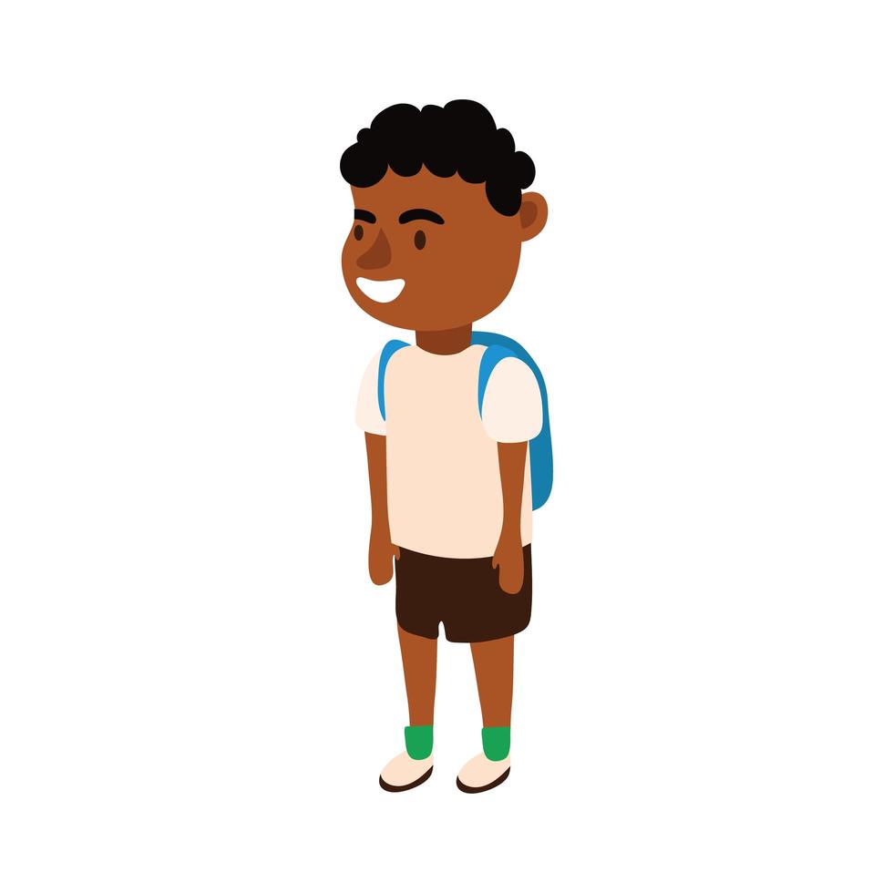 little student afro boy avatar character vector