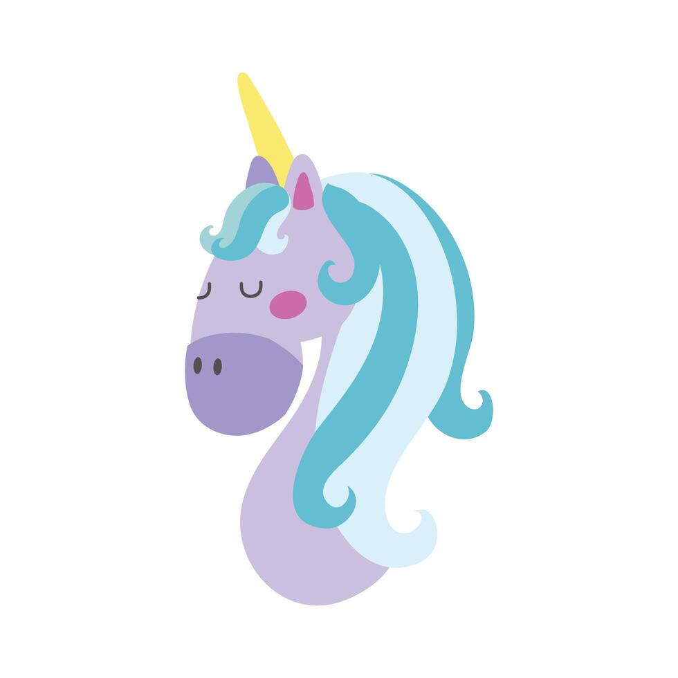 cute unicorn head hand draw style icon vector