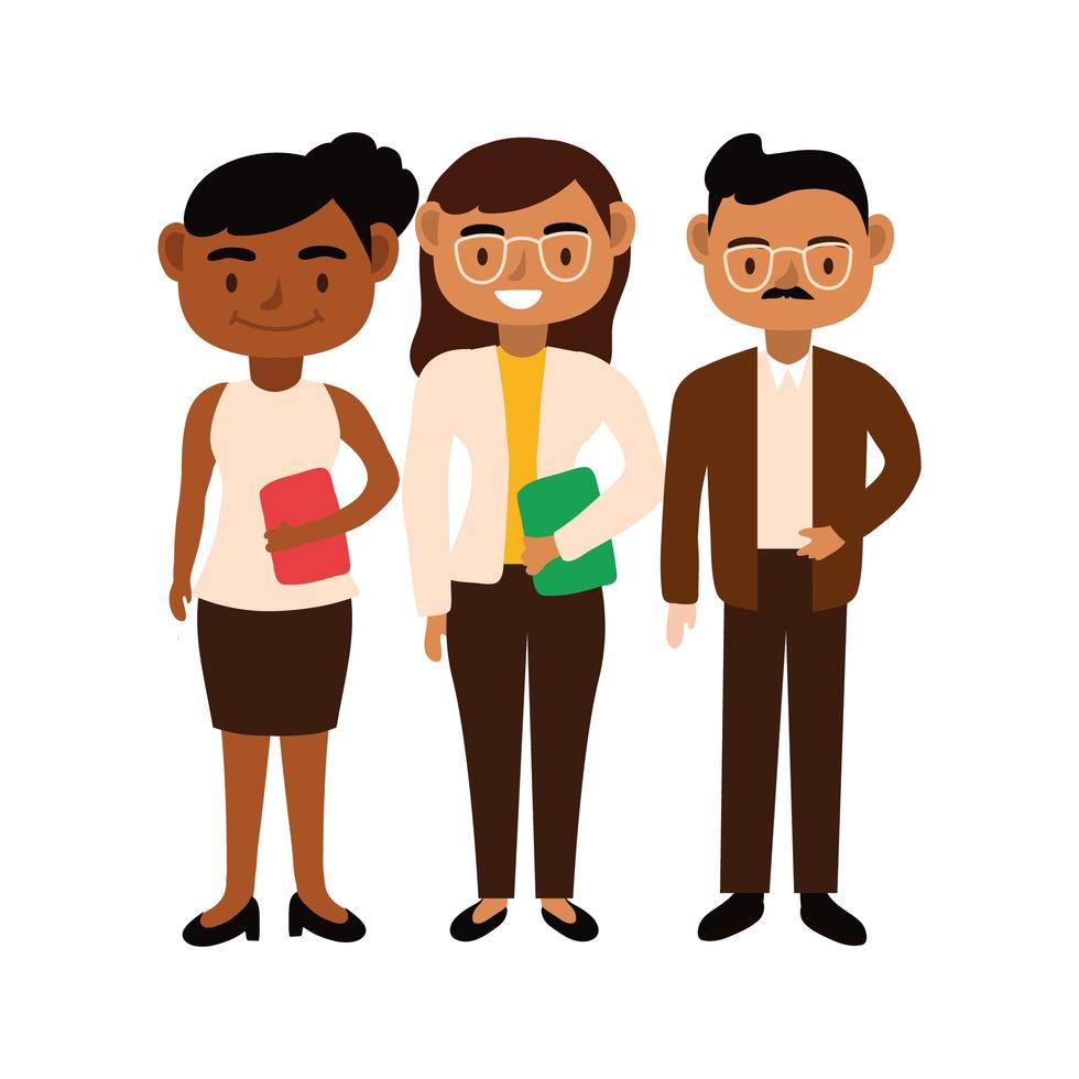 interracial teachers team workers characters vector