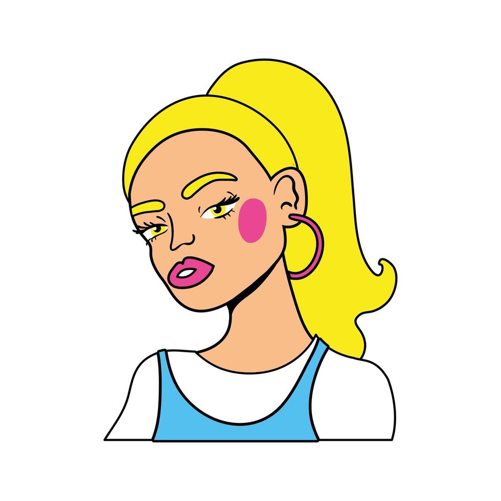blond woman pop art style icon vector