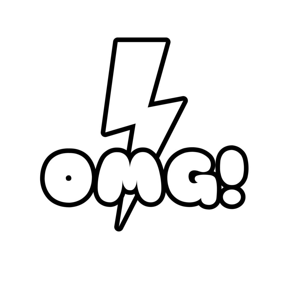 ray with omg word pop art line style icon vector