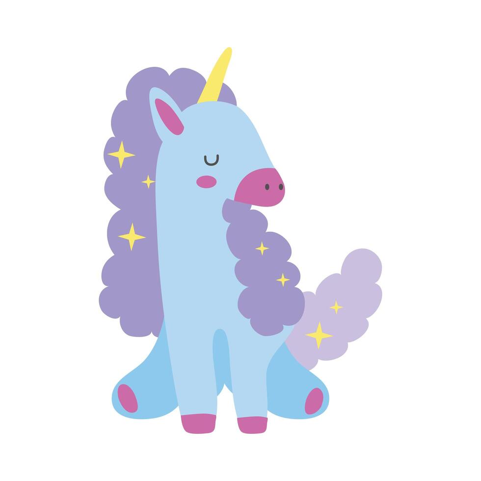 cute unicorn with stars magic horse hand draw style icon vector