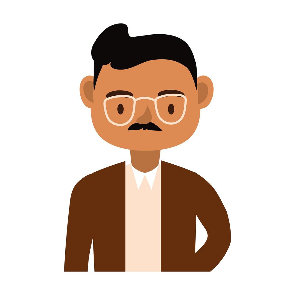 male teacher wearing eyeglasses worker character vector