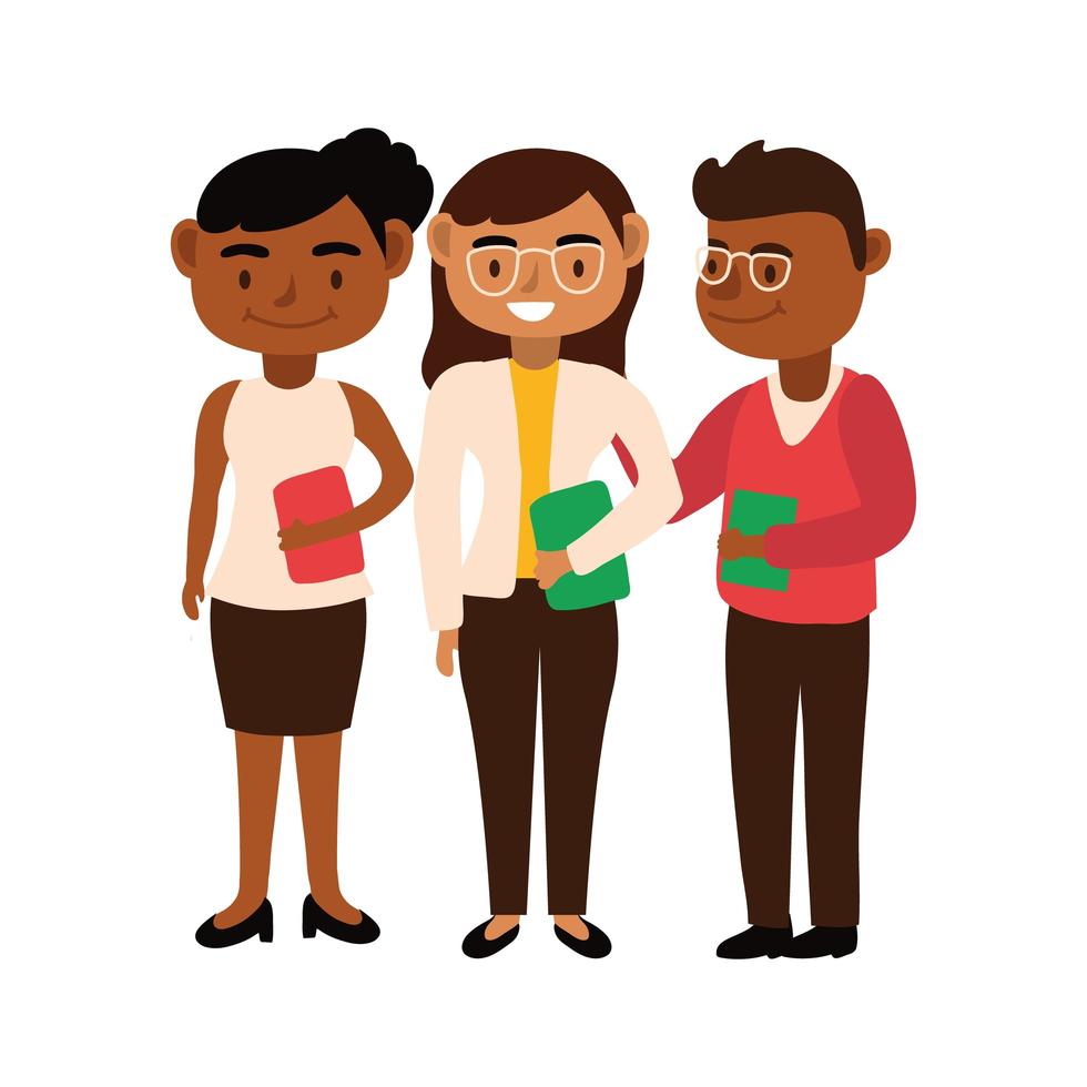 interracial teachers team workers characters vector