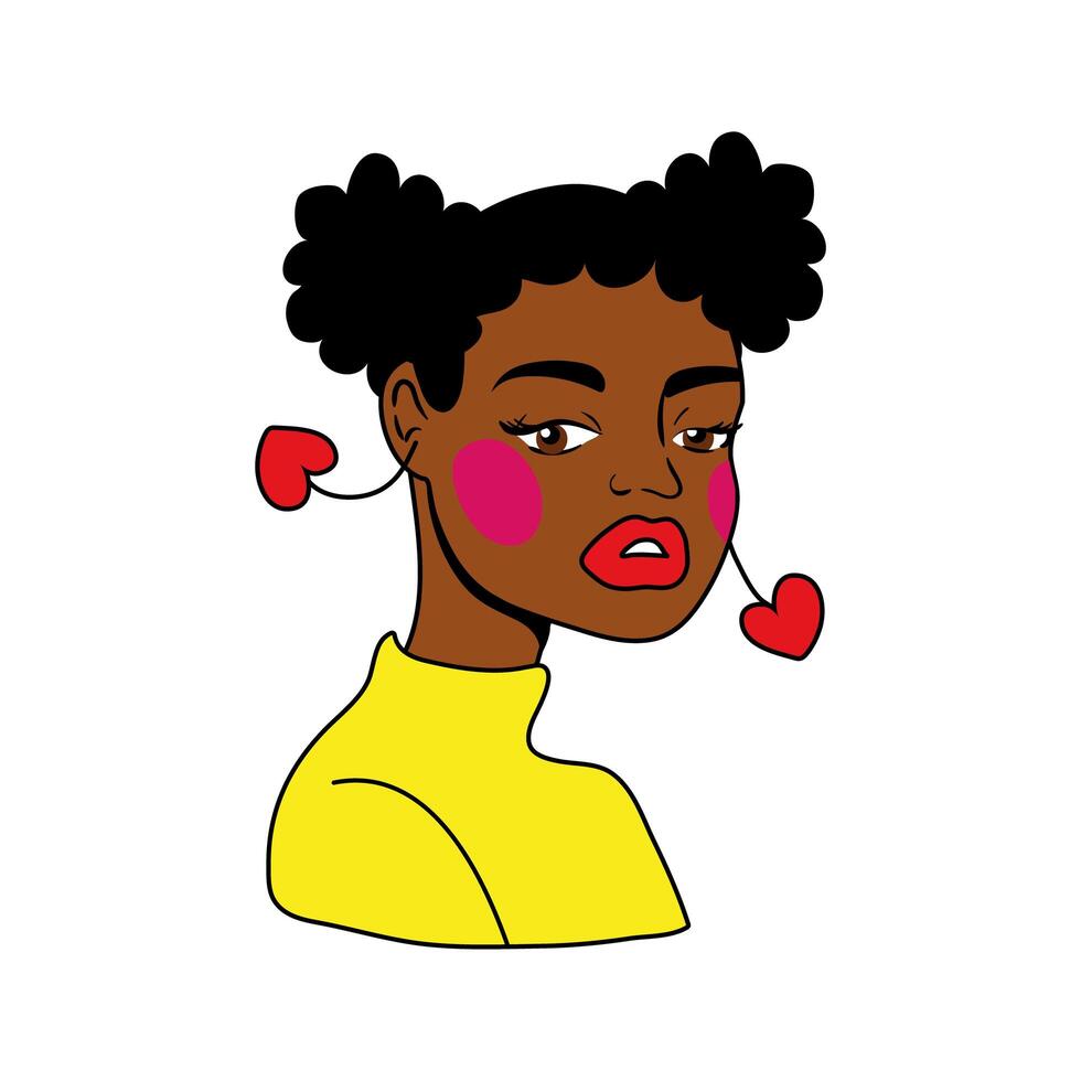 afro woman pop art style icon vector
