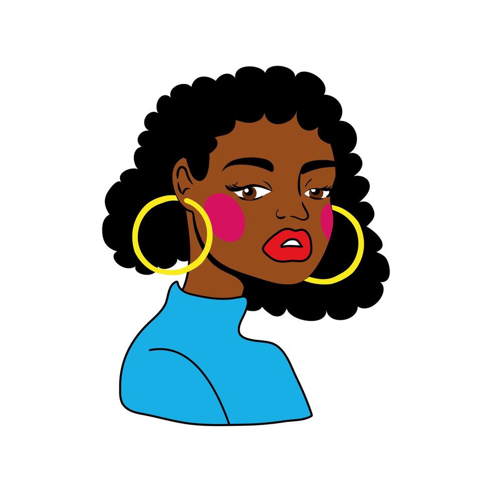 afro woman pop art style icon vector