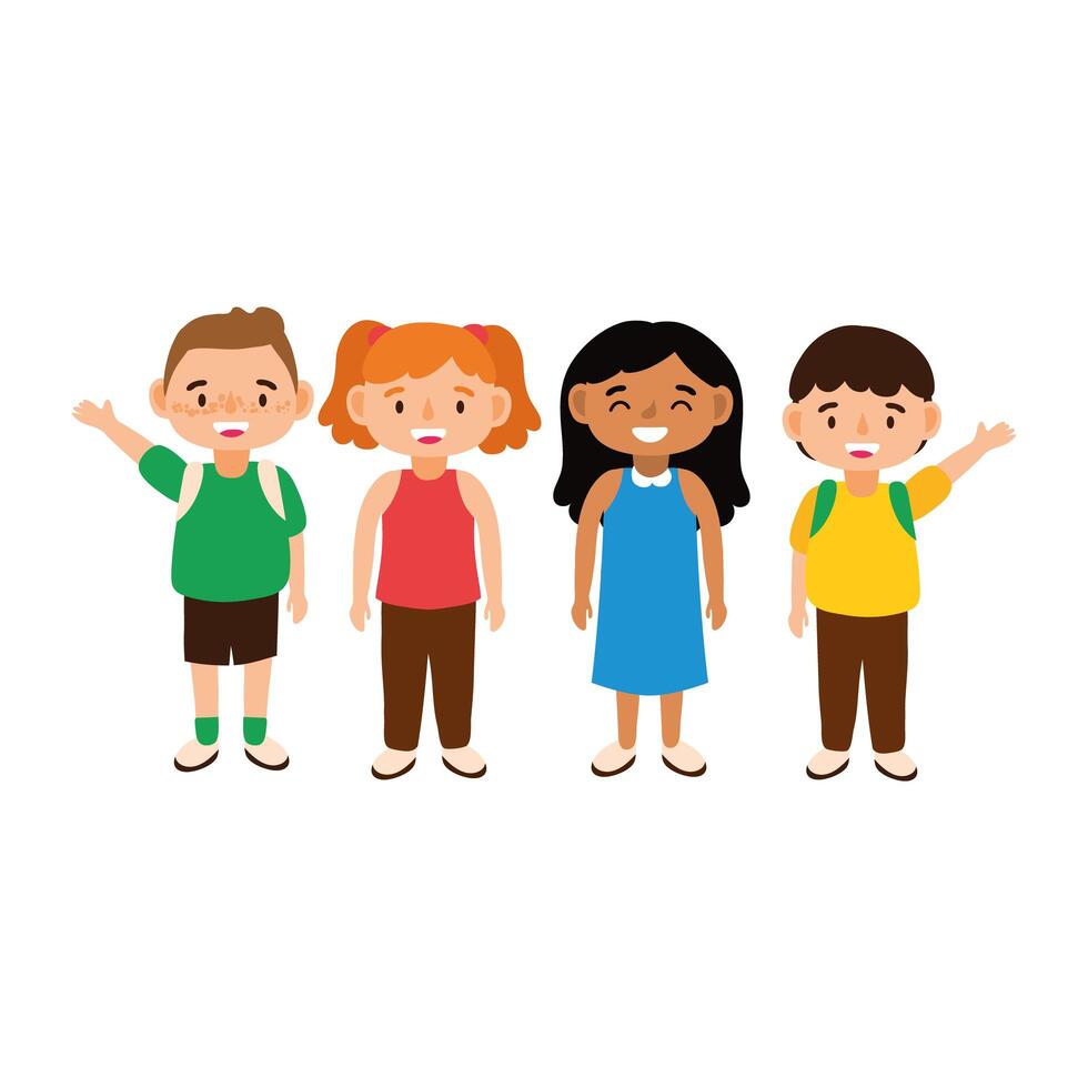 little students kids avatars characters vector