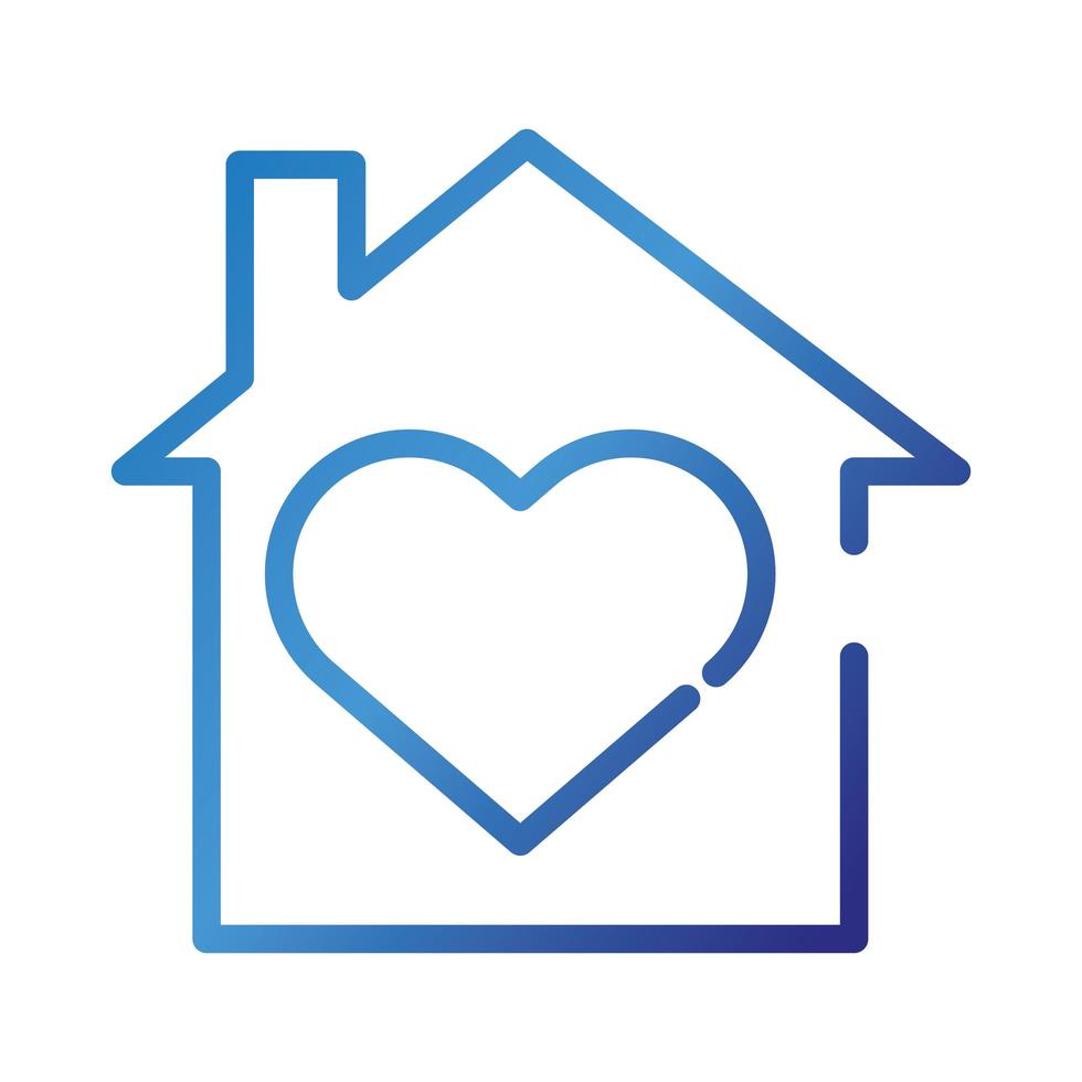 símbolo del amor del corazón en el icono de estilo degradado de la casa vector