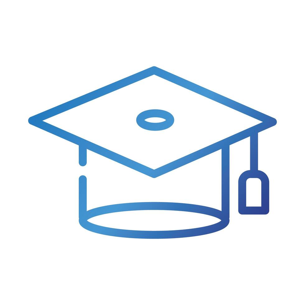 graduation hat gradient style icon vector