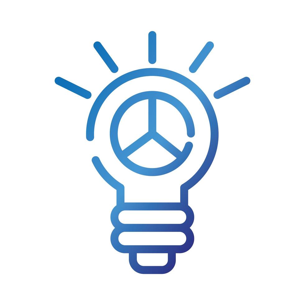 bulb with peace and love symbol gradient style icon vector