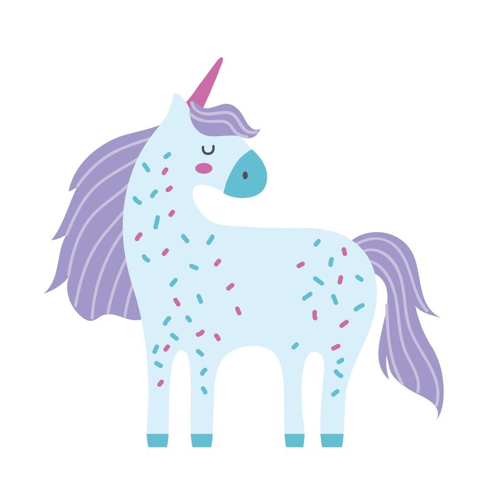 cute unicorn magical character hand draw style icon vector