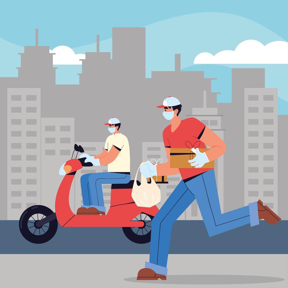 delivery employees working vector