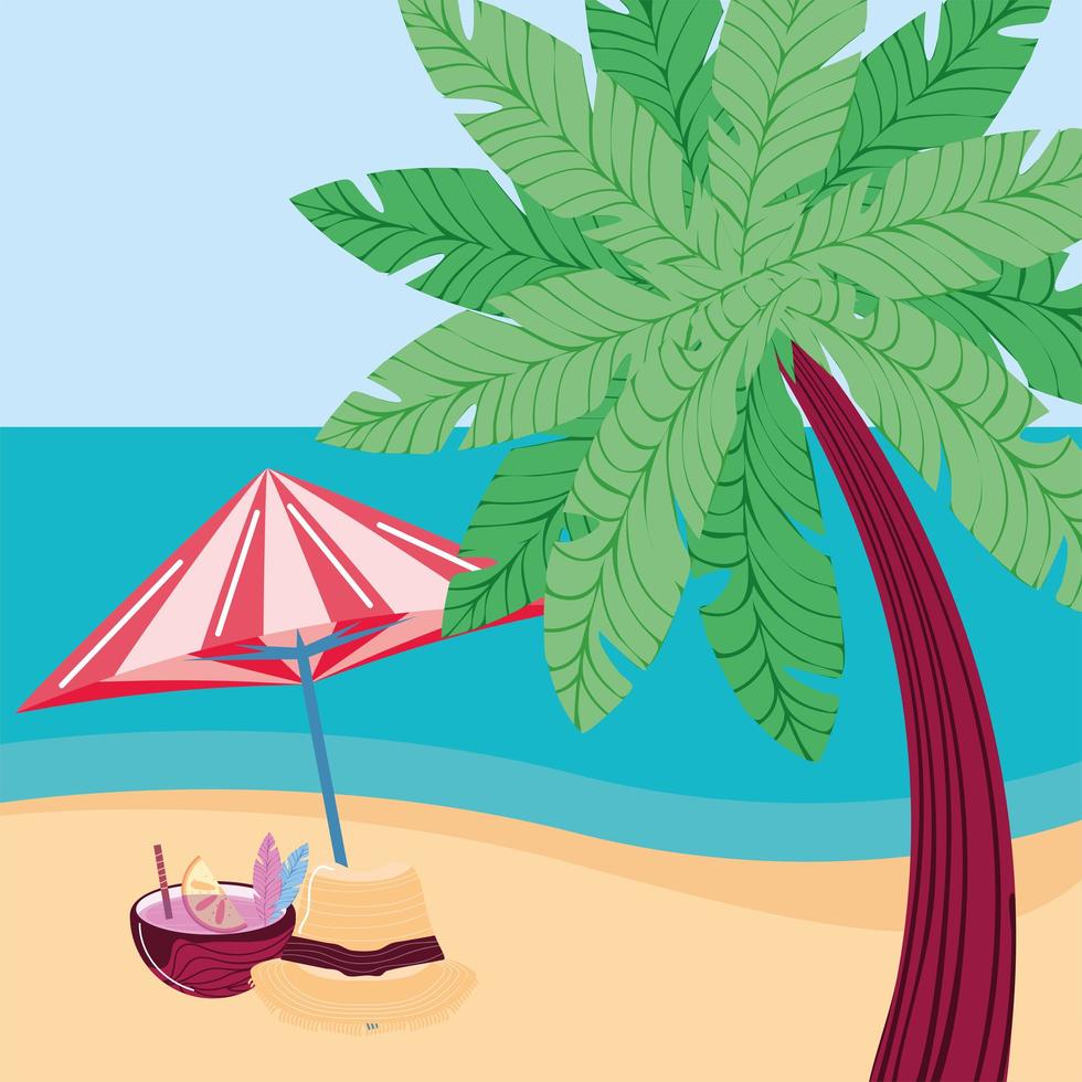 summer palm umbrella vector