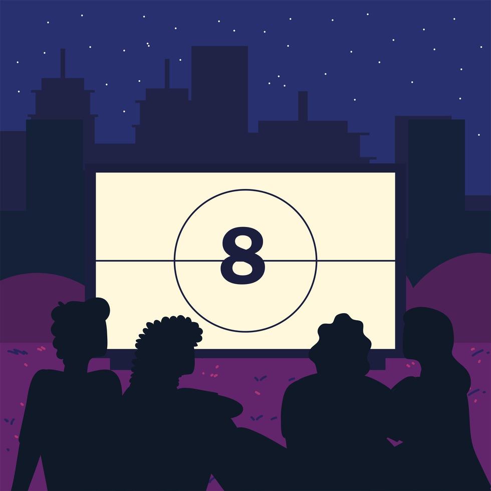 people watch cinema vector