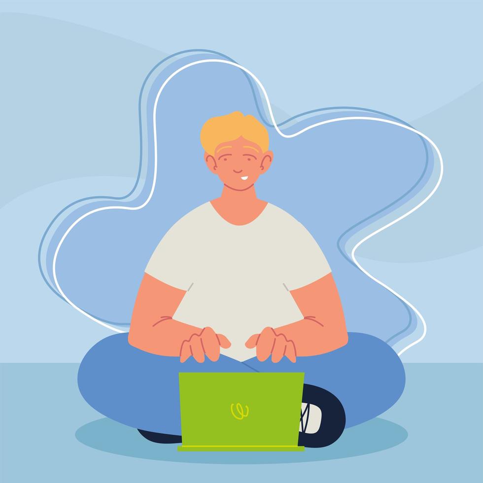 guy using laptop vector