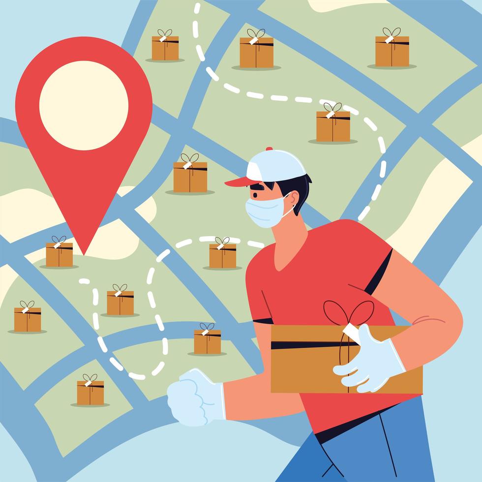 delivery man tracking vector