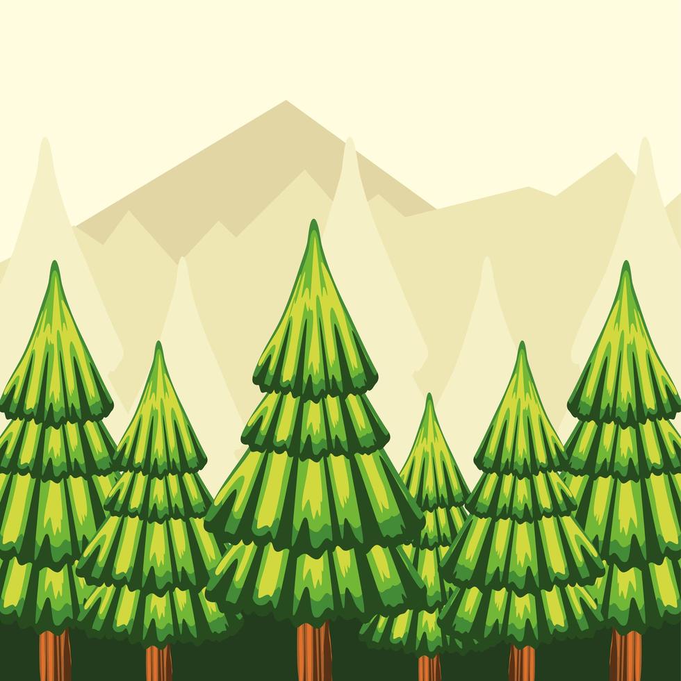 paisaje bosque de pinos vector