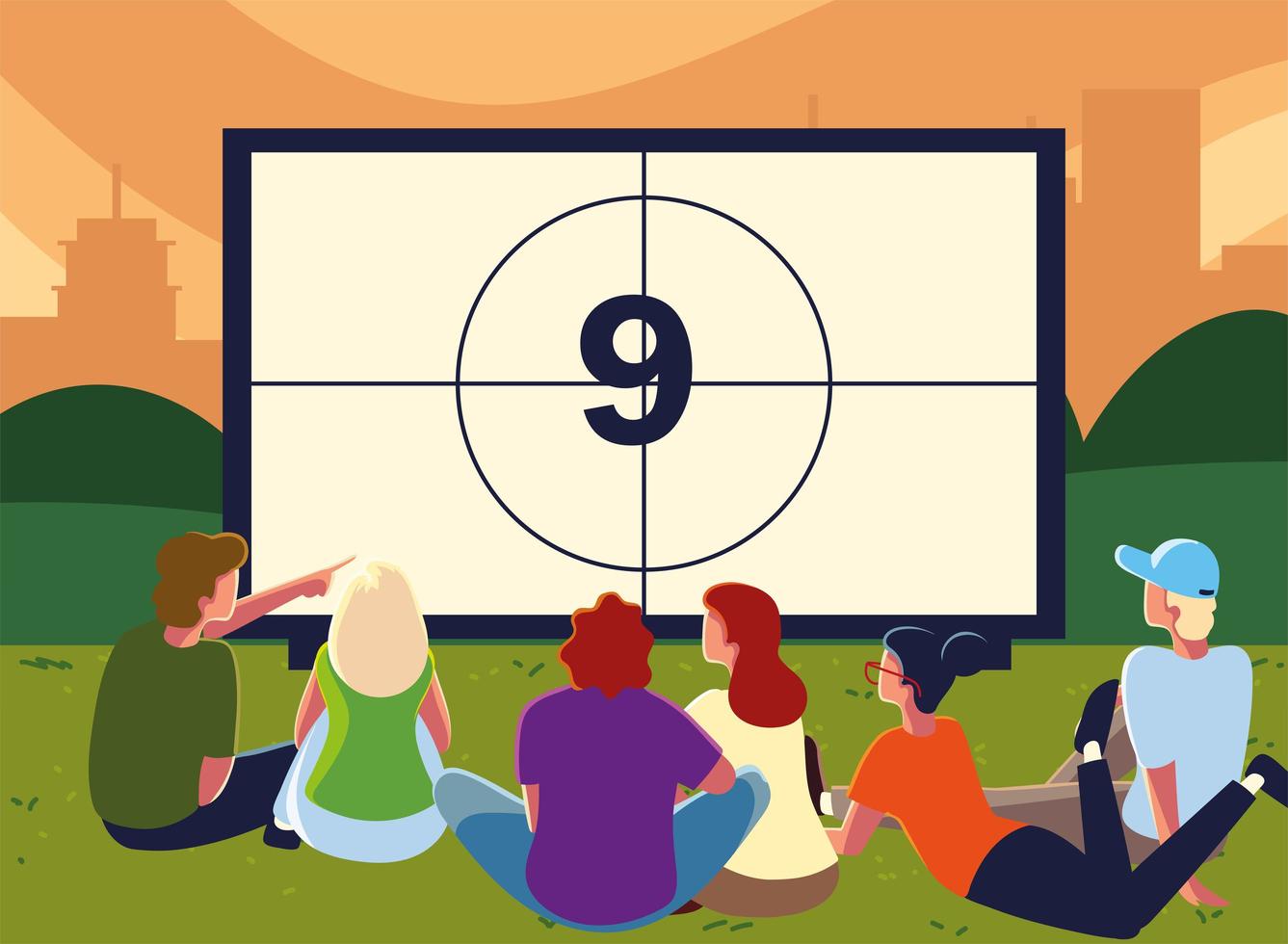 people cinema outdoor vector