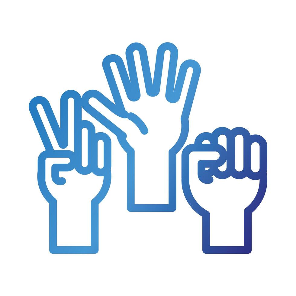 hands human symbols gradient style icon vector