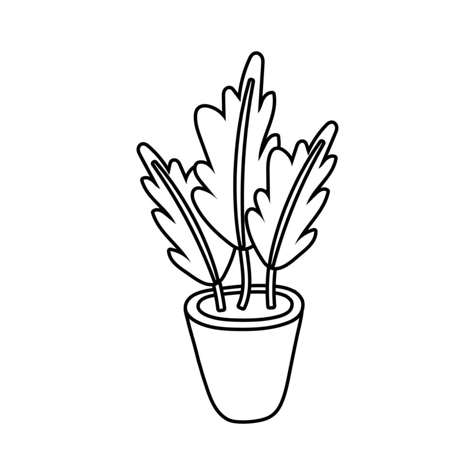 house plant in ceramic pot line style icon vector