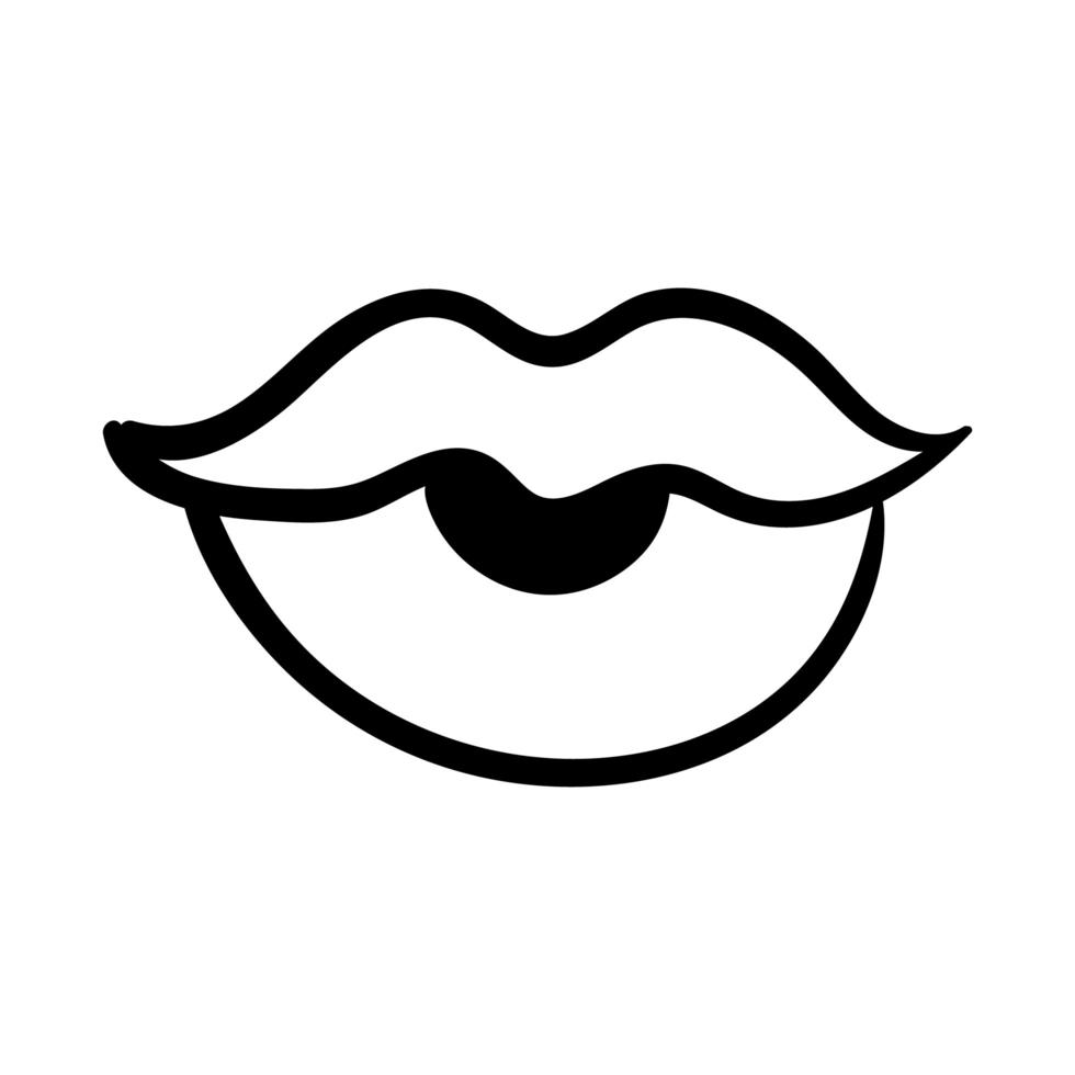 icono de estilo de línea de arte pop de boca sexi vector