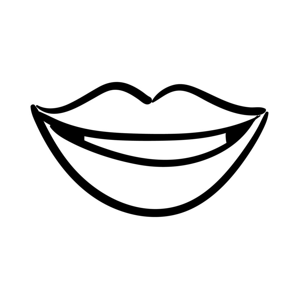 sexi mouth and teeth pop art line style icon vector