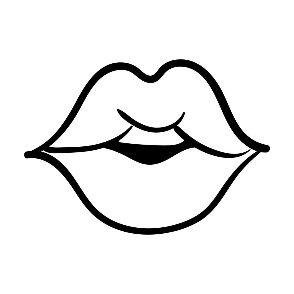 sexi mouth and teeth pop art line style icon vector